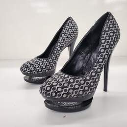Mona Mia Collezione Black Silver Stiletto Pumps Women's Size 9