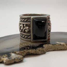 Designer Silpada Sterling Silver Black Onyx Stone Fashionable Band Ring