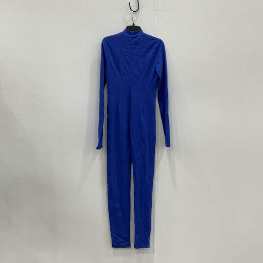 NWT Womens Blue Long Sleeve Mock Neck Back Zip One-Piece Jumpsuit Size XL image number 2