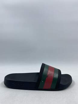 Authentic Gucci Black Striped Rubber Slides M 9