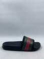 Authentic Gucci Black Striped Rubber Slides M 9 image number 1