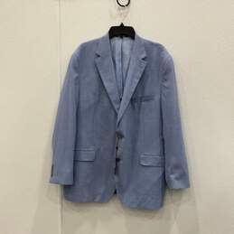 NWT David Donahue Mens Blue Notch Lapel Long Sleeve Two-Button Blazer Size 48R