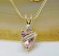Romantic 14k Yellow Gold Pink & White CZ Accent Heart Pendant Necklace 1.9g image number 2
