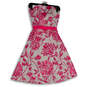 NWT Womens White Pink Floral Strapless Back Zip Fit & Flare Dress Size 00 image number 1