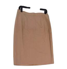 Womens Brown Back Zip Knee Length Casual Pencil Skirt Size 12