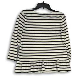 Talbots Womens White Black Striped Square Neck 3/4 Sleeve Blouse Top Size S alternative image