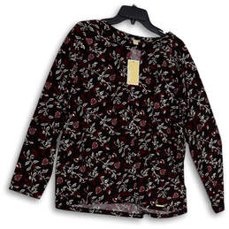 NWT Womens Multicolor Floral Keyhole Neck Long Sleeve Blouse Top Size XL