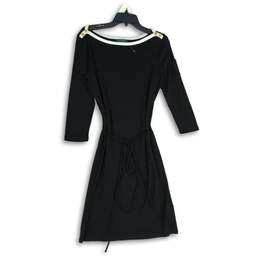 Lauren Ralph Lauren Womens Black White Long Sleeve Belted A-Line Dress Size M