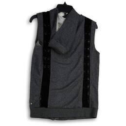 Womens Gray Black Saige Lace Sleeveless Asymmetric Full-Zip Hoodie Size XS alternative image