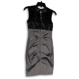 Womens Gray Black Sleeveless Round Neck Sequin Lace Bodycon Dress Size 5 alternative image
