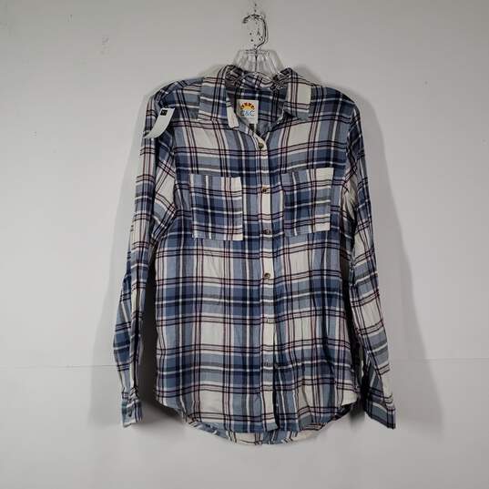 NWT Womens Plaid Long Sleeve Collared Button-Up Shirt Size Medium image number 1