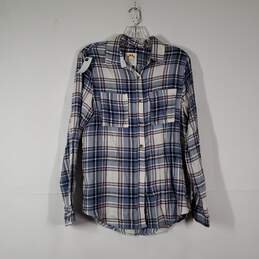 NWT Womens Plaid Long Sleeve Collared Button-Up Shirt Size Medium
