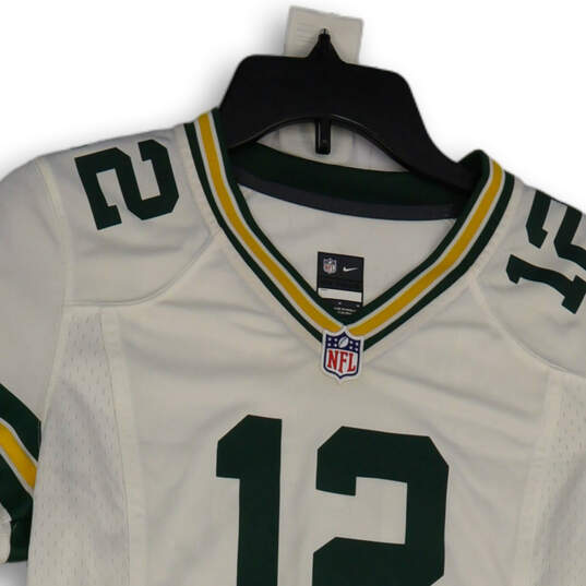 Womens White Green Bay Packers Aaron Rodgers #12 NFL Football Jersey Size M image number 3