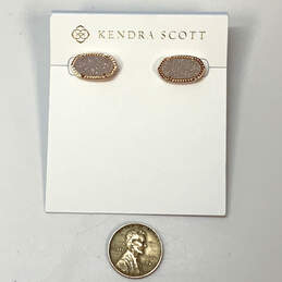 NWT Designer Kendra Scott Gold-Tone Druzy Oval Shape Classic Stud Earrings