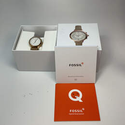 Designer Fossil Stainless Steel White Round Dial Analog Wristwatch With Box