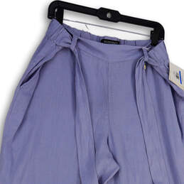 Womens Blue Tie Waist Pockets Regular Fit Classic Paperbag Pants Size XL