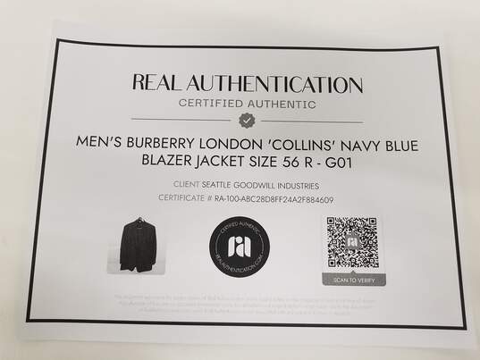 Burberry London 'Collins' Dark Navy Blue Wool 2-Piece Suit Jacket 56R & Pants 40R image number 11