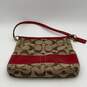 Coach Womens Red Beige Signature Print Detachable Strap Crossbody Handbag image number 2