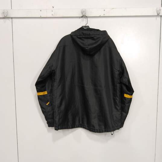 Mens Black Long Sleeve Hooded Full Zip Windbreaker Jacket Size Large image number 2