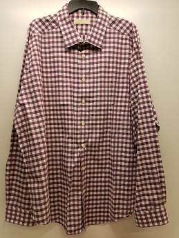 Michael Kors Purple White Check Shirt Size 20 tall