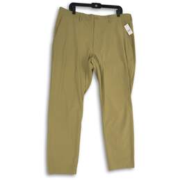 NWT GAP Womens Tan Khaki Flat Front Slash Pocket Hybrid Ankle Pants Size XL