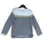 NWT Tommy Hilfiger Womens Blue White Striped Long Sleeve Pullover Sweater Sz L/G image number 2