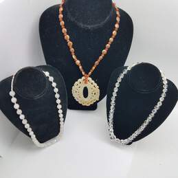 Sterling Silver FW Pearl & Crystal Beaded Necklace Bundle 3pcs 131.9g