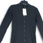 NWT Halogen Womens Black Ribbed Long Sleeve Button Front Sweater Dress Size S image number 3