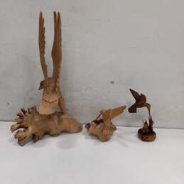 Bundle of 3 Assorted Carved Wooden Bird Sculptures alternative image