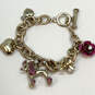 Designer Betsey Johnson Gold-Tone Link Chain Toggle Clasp Charm Bracelet image number 2