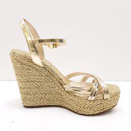 Michael Kors Leather Strappy Wedge Sandals Gold 7 alternative image