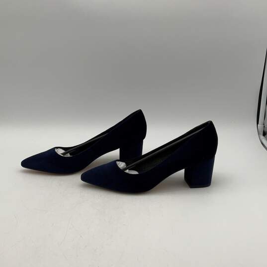 NIB Womens Bambu Black Suede Pointed Toe Slip-On Block Pump Heels Size 8.5 image number 3