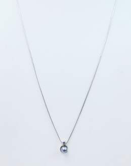 14K White Gold Tanzanite Pearl Pendant Necklace 5.7g