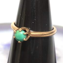 10K Yellow Gold Green Accent Ring Size 5 - 1.7g