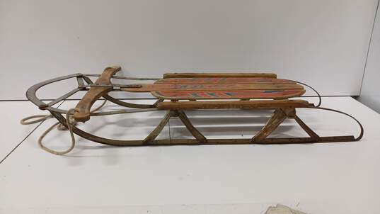 Vintage 50's Silver Streak Wooden Snow Sled Made In USA image number 5