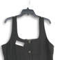 Womens Black Square Neck Side Zip Front Button Sleeveless Mini Dress Sz 16 image number 3