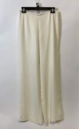 Armani Collezioni Womens White Flat Front Side Zipper Wide-Leg Pants Size 8