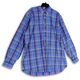 Mens Multicolor Plaid Big Pony Long Sleeve Collared Button-Up Shirt Sz XLT