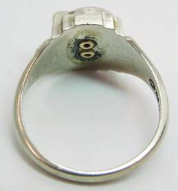 Vintage 10K White Gold Sapphire & Enamel Class Ring 3.9g alternative image