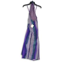 NWT Zara Womens Purple Mesh Halter Neck Sleeveless Maxi Dress Size Large alternative image