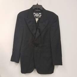 Mens Black Pockets Long Sleeve Collared Single Breasted Suit Coat Size 34/48