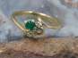 14K Yellow Gold White Sapphire & Green CZ Ring Setting 2.2g image number 2