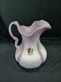 Vintage Ironstone Purple Ceramic Floral Themed Water Pitcher image number 1