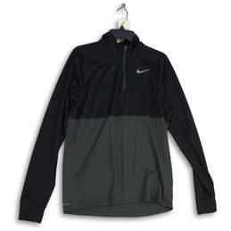 Nike Mens Dri-Fit Black 1/4 Zip Mock Neck Pullover Activewear T-Shirt Size Large