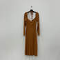 NWT Womens Orange Ruched Long Sleeve Pullover Maxi Dress Size Medium image number 2