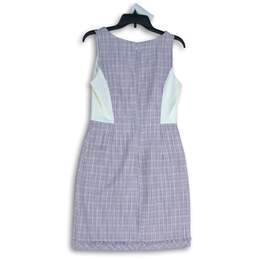 NWT White House Black Market Womens Purple White V-Neck Back Zip A-Line Dress 4 alternative image