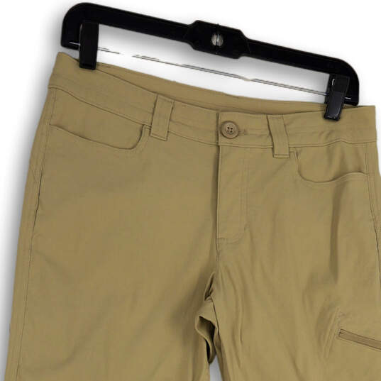 Womens Tan Flat Front Pockets Stretch Straight Leg Capri Pants Size 6 image number 3