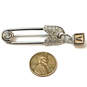 Designer Swarovski Silver-Tone Rhinestone Alphabet Fashionable Brooch Pin image number 5