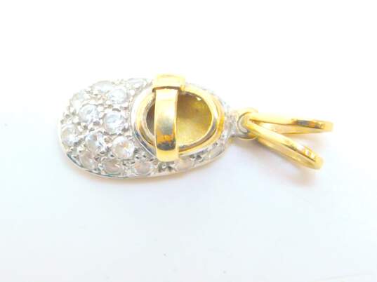 14k Yellow & White Gold CZ Baby Shoe Pendant 2.7g image number 4