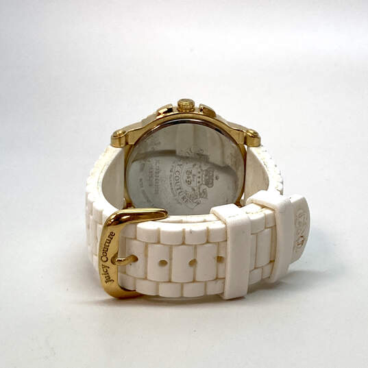 Designer Juicy Couture Pink Round Dial Clear Rhinestone Analog Wristwatch image number 2